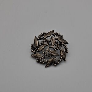 Vintage Silver Pewter Cherry Tree Swirl Harvest Pin Brooch